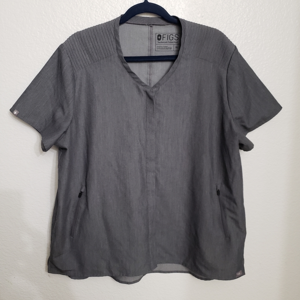 Figs Limbe Collarless Moto Scrub Top size xlarge